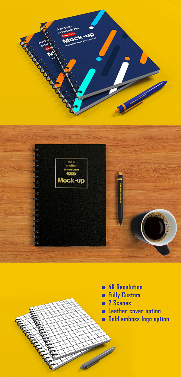 Free Download Awesome Notebook Mock-up (2 Scenes)