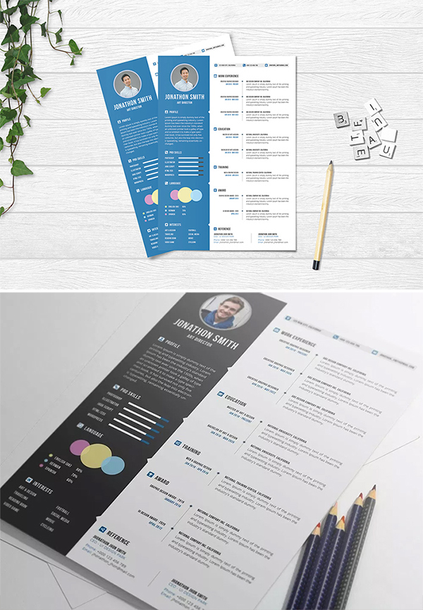 Freebie : Creative Professional Resume / CV with Cover Letter (PSD)