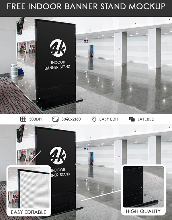 Free Indoor Banner Stand PSD MockUp