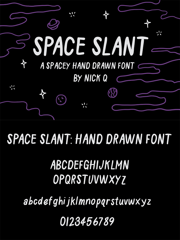 Space Slant Hand Drawn Free Font