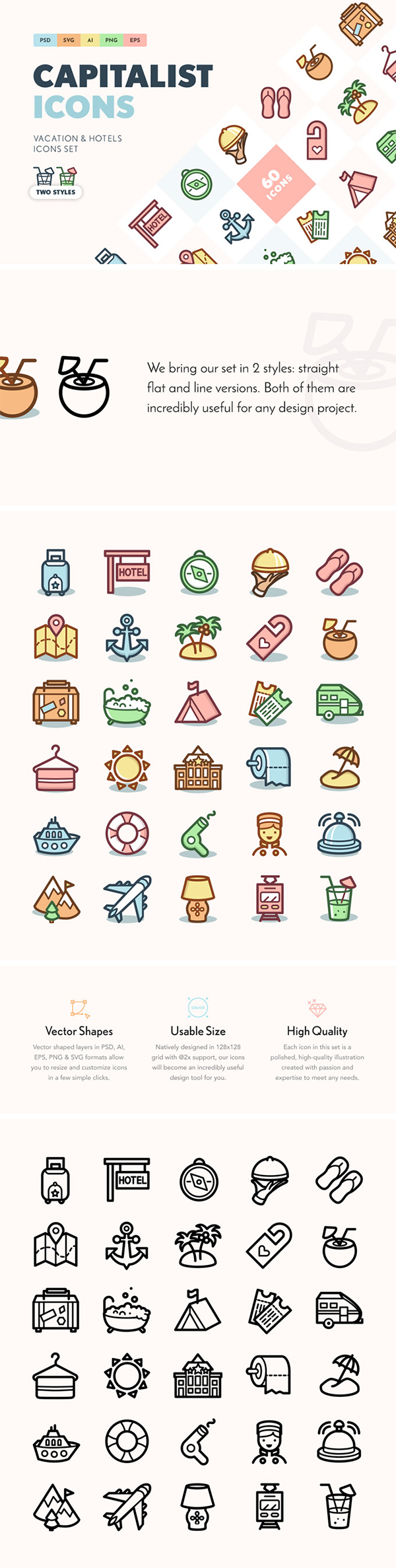 Capitalist Vacation & Hotels Icons