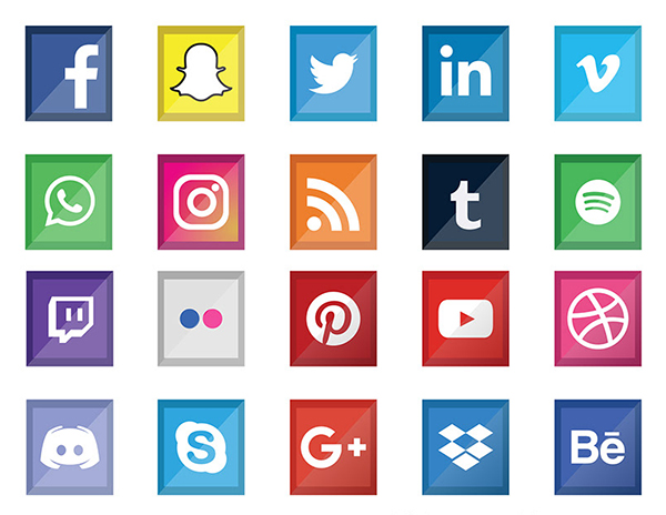 20 Social Media Gloss Icons Set Free