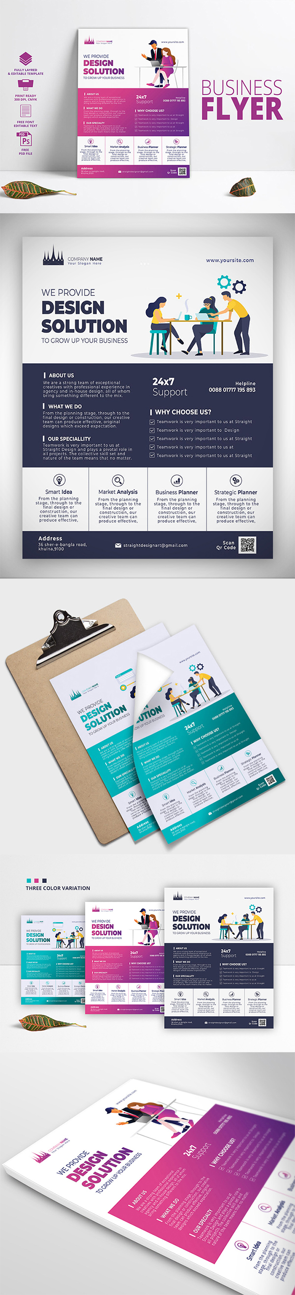 Free Download Corporate Print Ready Business PSD Flyer Template