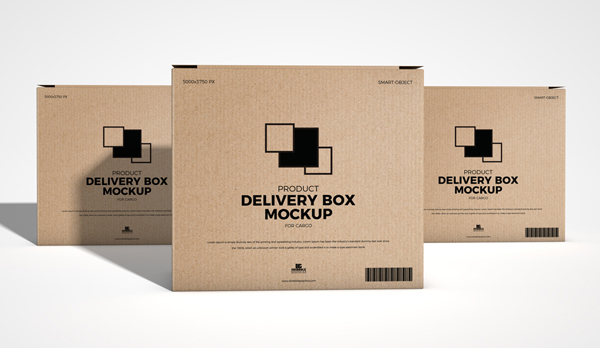 Free Product Delivery Box Mockup For Carg