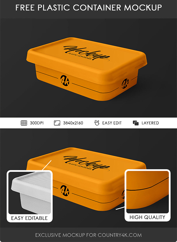 Free Plastic Container PSD MockUp