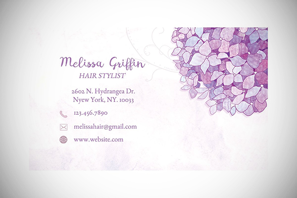 Purple Hydrangeas Business Cards