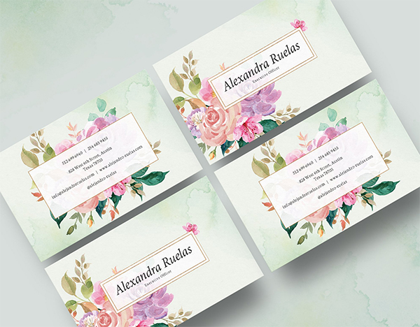 Watercolor Floral Business Card