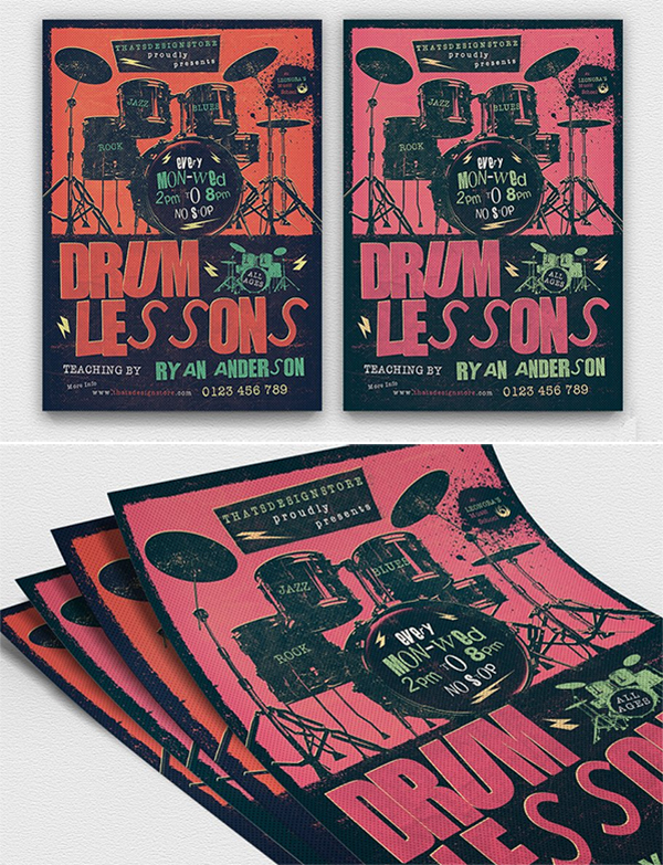 Drum Lessons Flyer Template