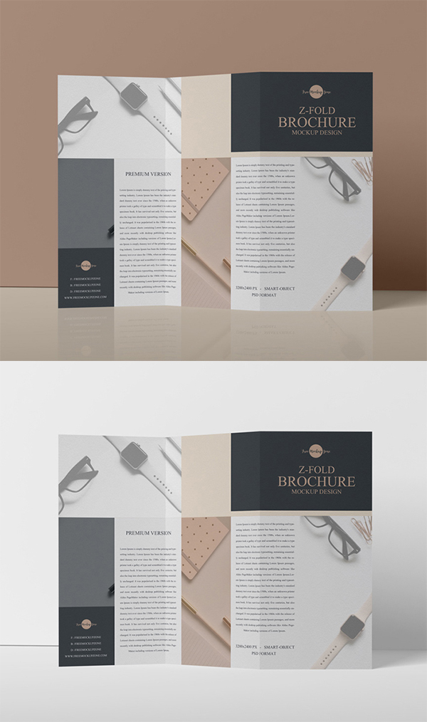 Free Download Creative Z – Fold Brochure PSD Mockup (2019)