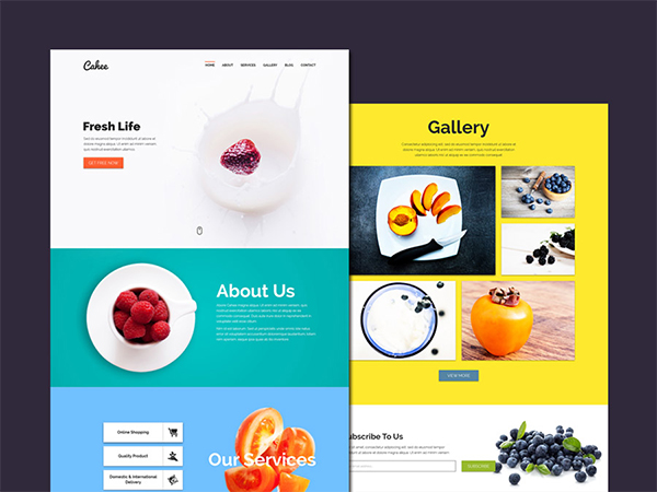 Free Flat PSD Template for Food Website