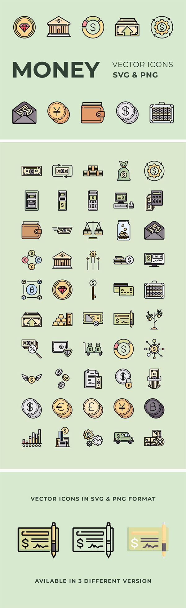 Money Vector Icons Set