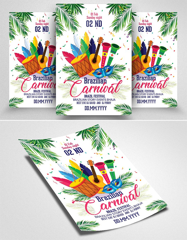 Brazilian Carnival Event Flyer Psd