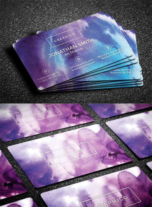 Simple Watercolor Business Card