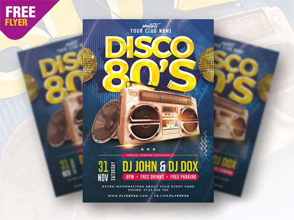Classic Disco Party Flyer PSD