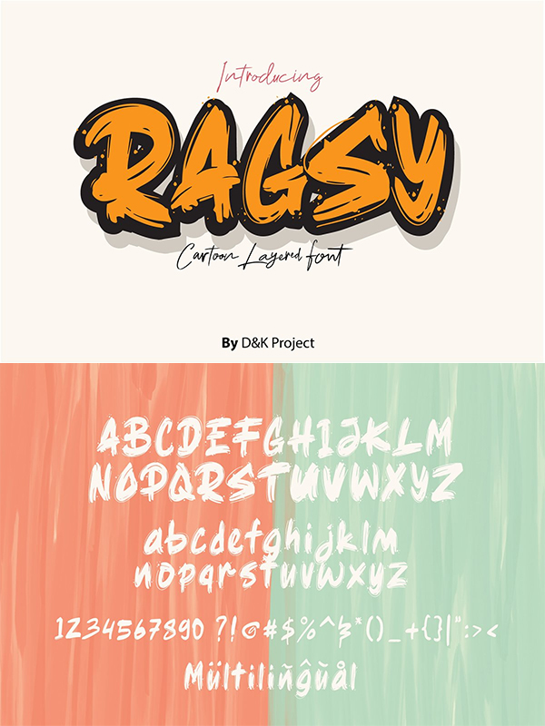 Ragsy | Cartoon layered Font