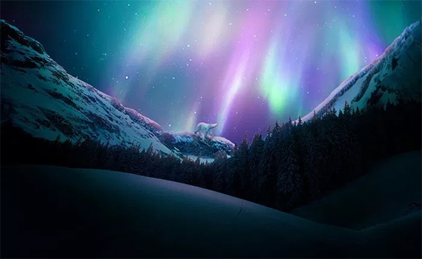 Create a Vivid Winter Aurora Landscape
