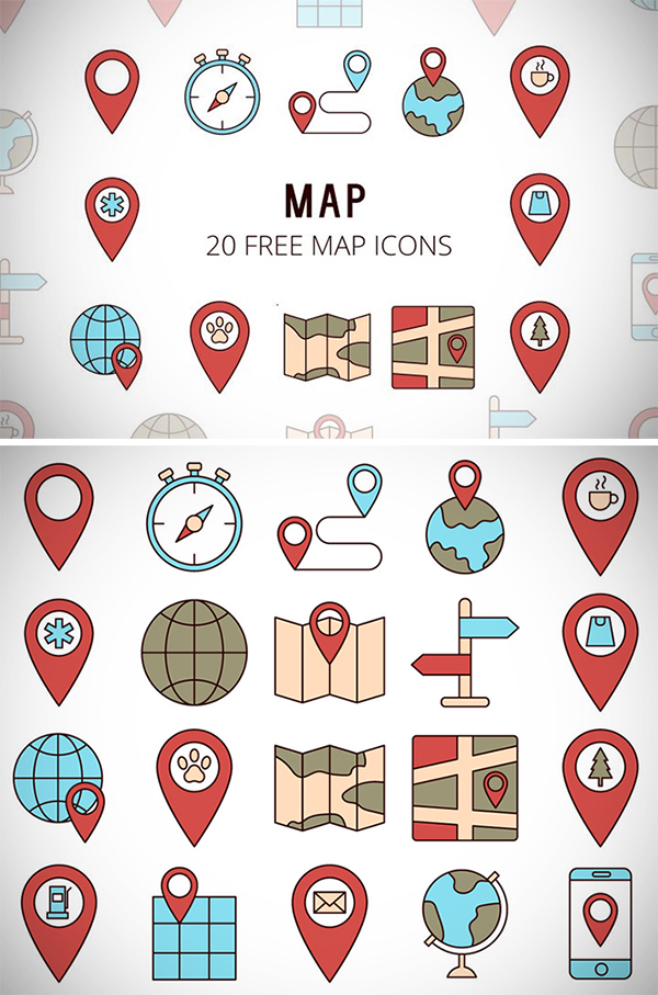 Free Download Creative Map Icons (Vector)