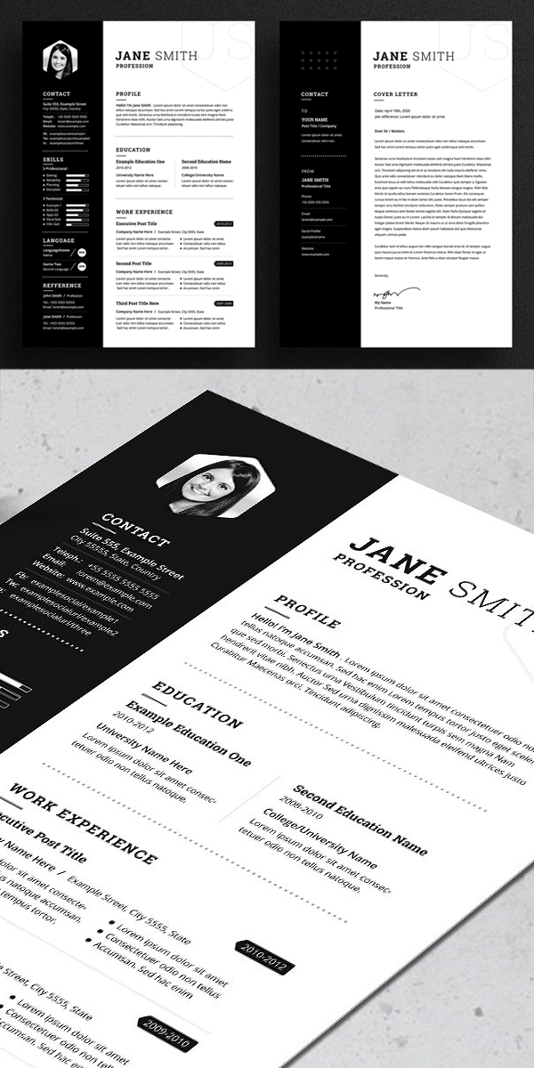 Black White Minimal Resume / CV