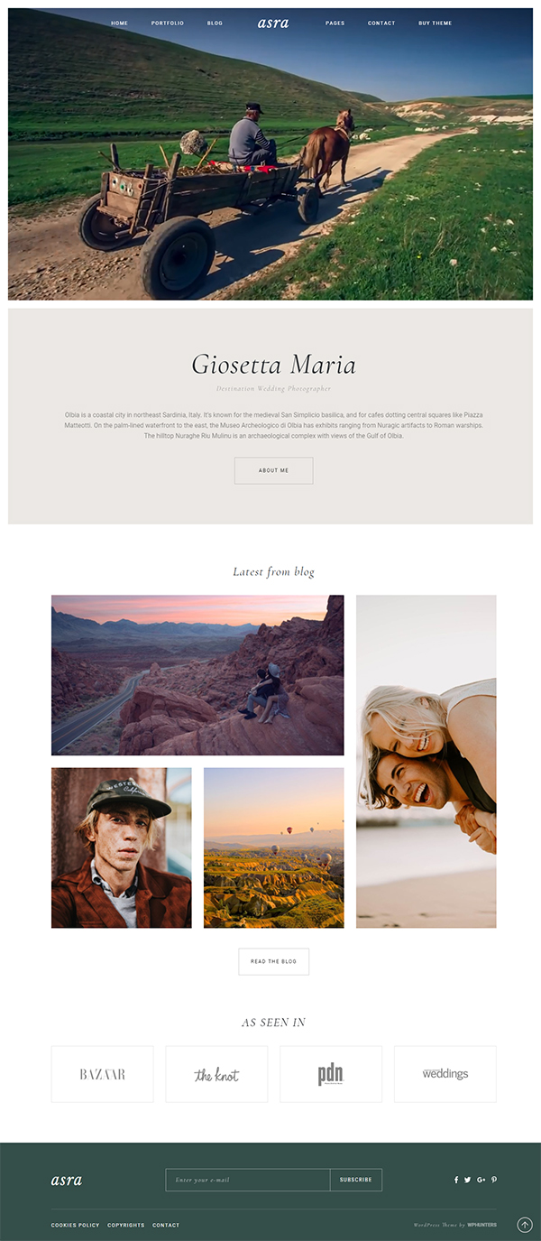Asra - Minimalist Photography Portfolio WordPress Theme