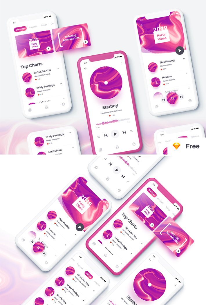 Free Download Elegant Music App Design (UI Kit)