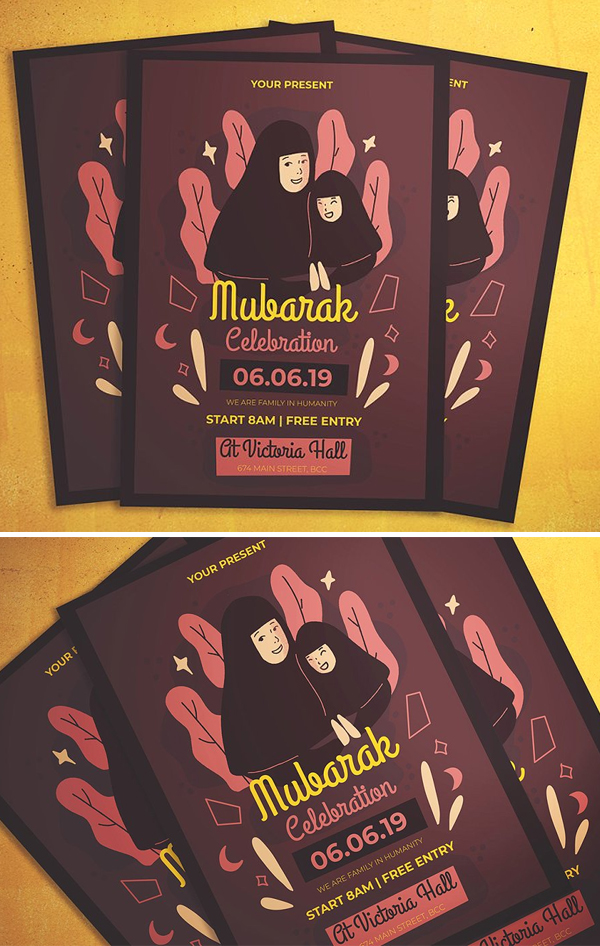 Hand-Drawn Mubarak Day Flyer