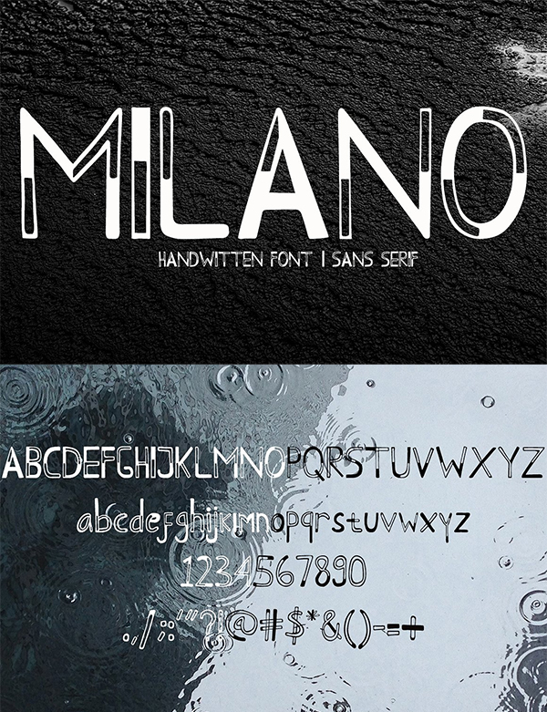 Milano, Handwritten Font