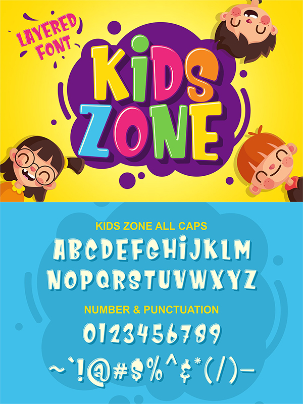 Kids Zone // Layered Font