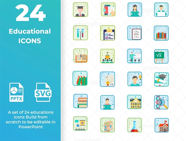 Educational Icon set ready for powerpoint