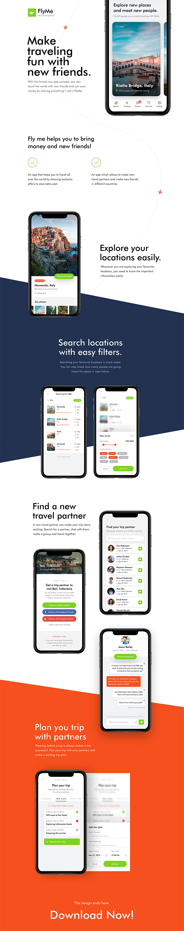 FlyMe - Travel App Freebie UI Kit