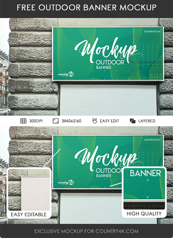 Free Outdoor Banner PSD MockUp