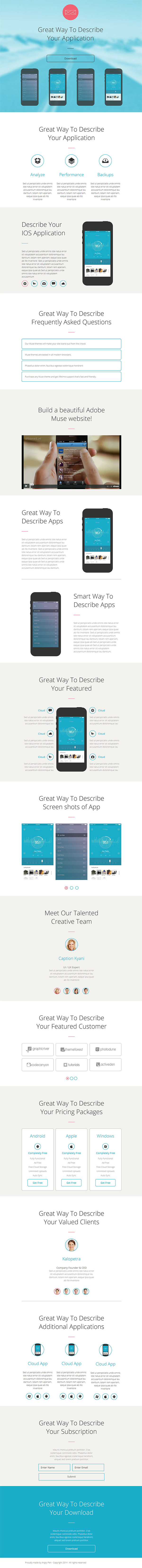 Infinity Mobile App Single Page Free Adobe Muse Templat