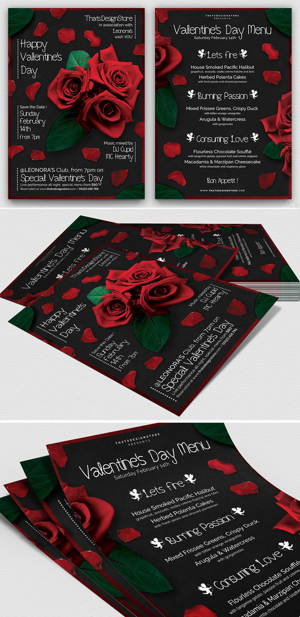 Valentines Day Flyer + Menu Bundle