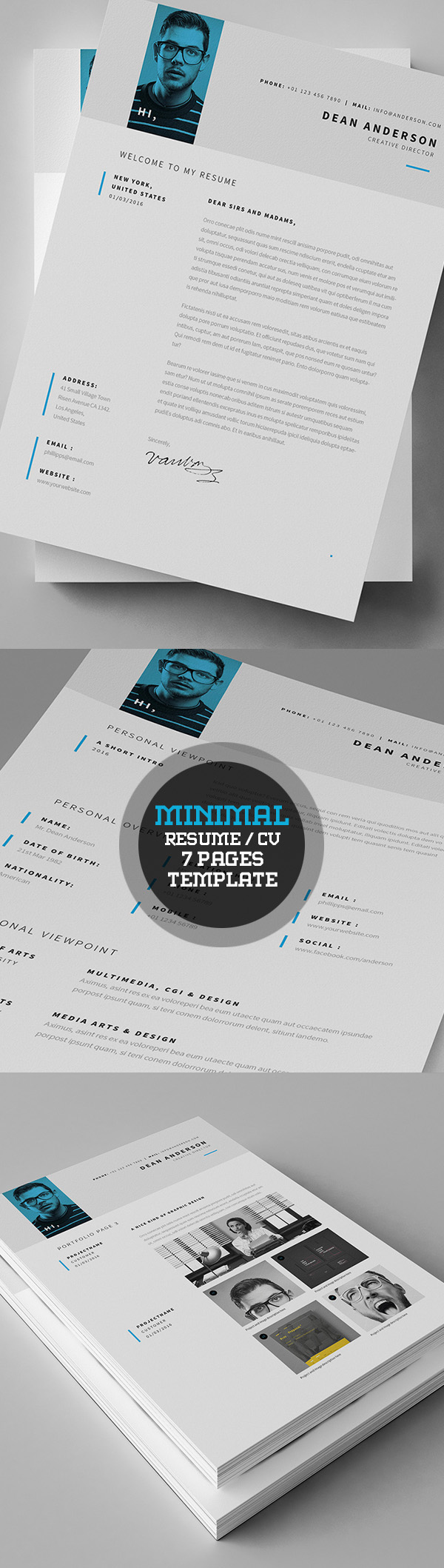 Minimal Resume / Currriculum Vitae (7 Pages) Template