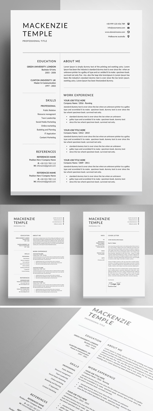 Resume Template CV and Cover Letter