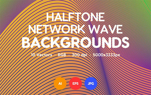 Halftone Network Wave Backgrounds