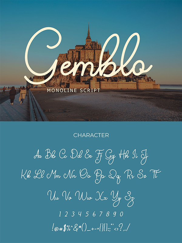 Gemblo Calligraphy Monoline Font