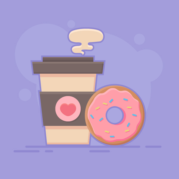 How to Draw a Coffee and Donut Vector in Adobe Illustrator