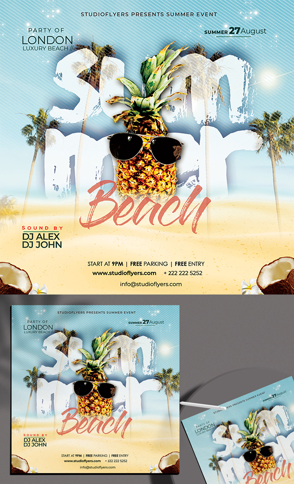 Summer Beach Party Free Flyer PSD Template