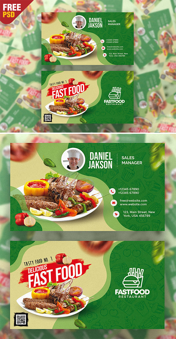 Free Restaurant Business Card PSD Template