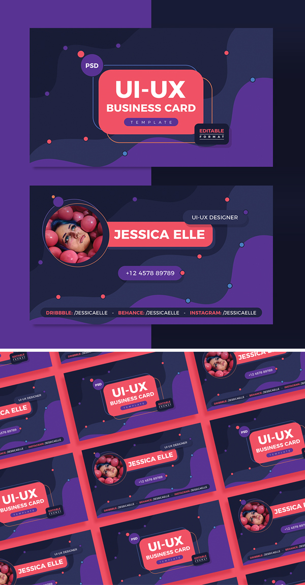 Free Business Card Template For UI UX Designers