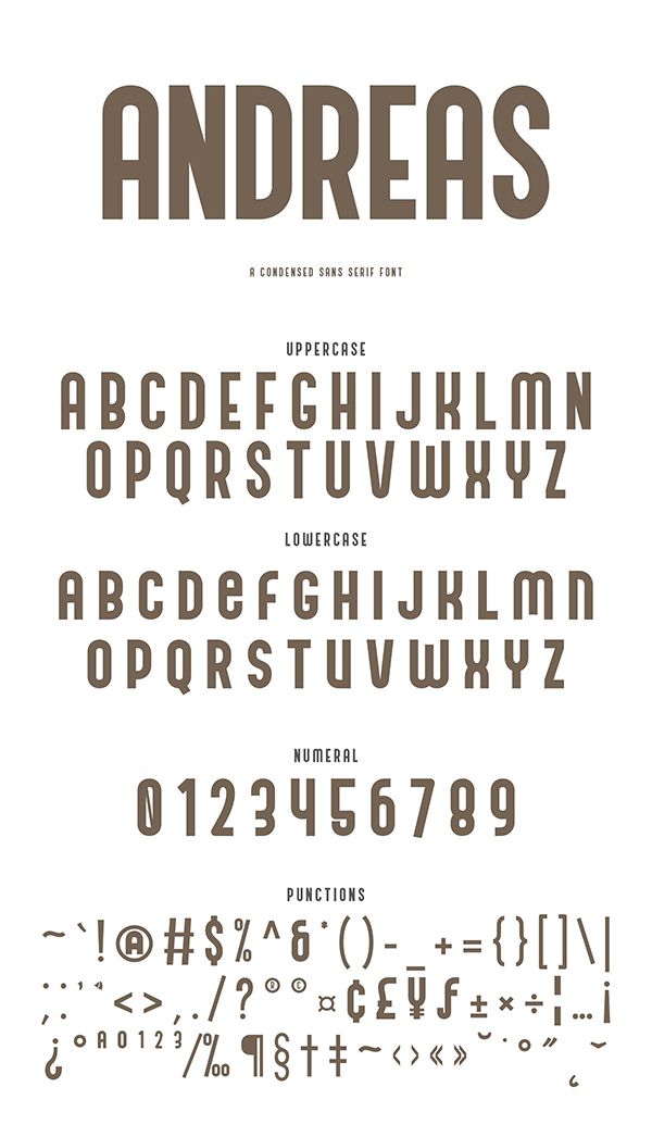Andreas - A Condensed Sans Serif