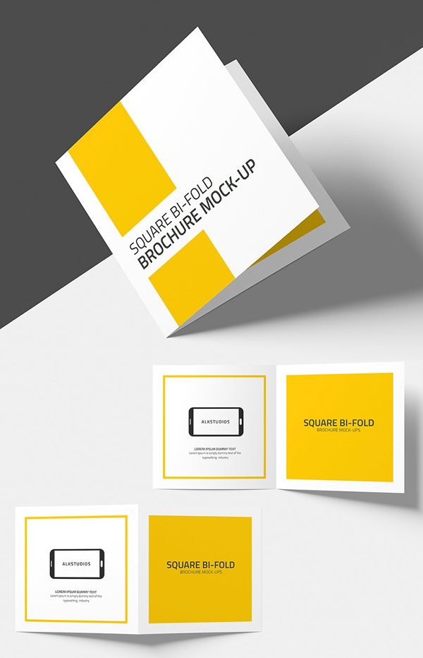 Square Bi-fold Brochure Mock-Up