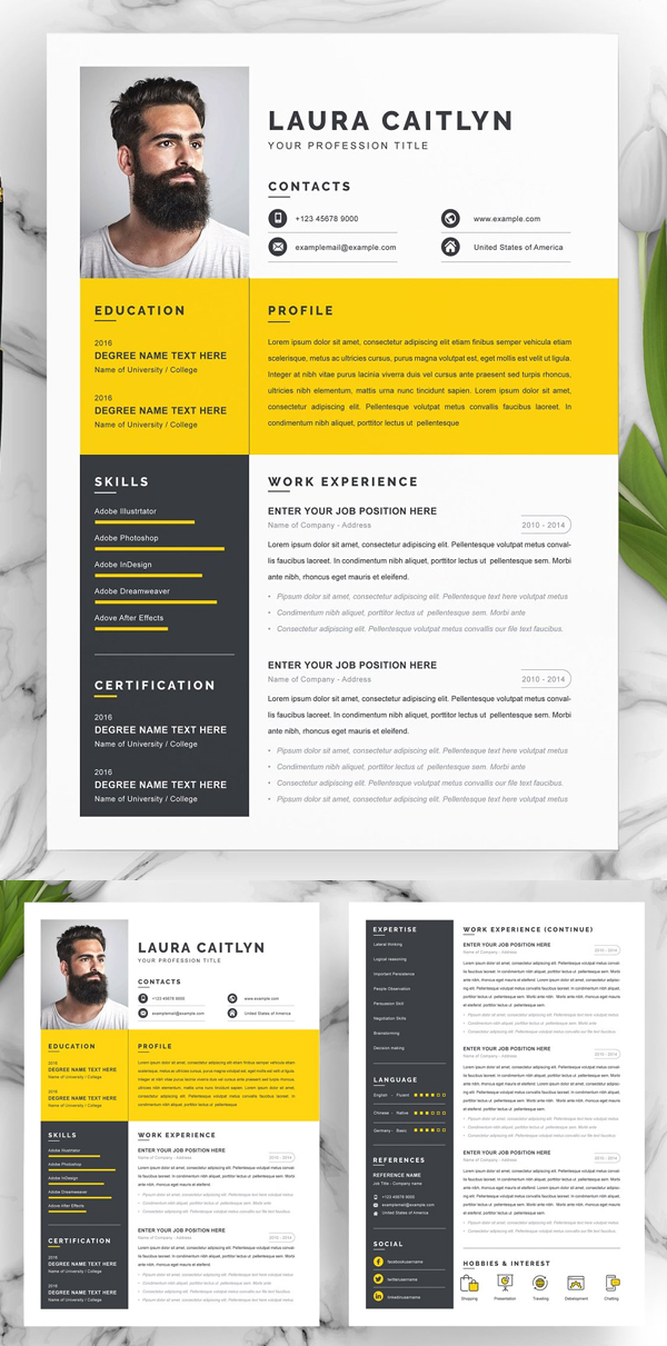 Modern & Professional Yellow Resume
