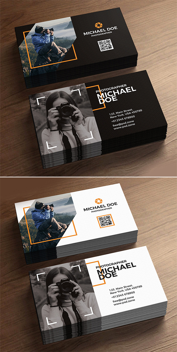 Free Download Stylish Photographer Business Cards Template Design