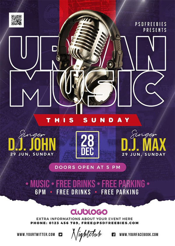 Urban Music Party Flyer PSD Template