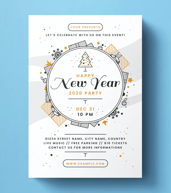 Clean New Year Flyer Template