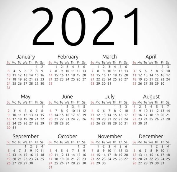 Vector Calendar 2021