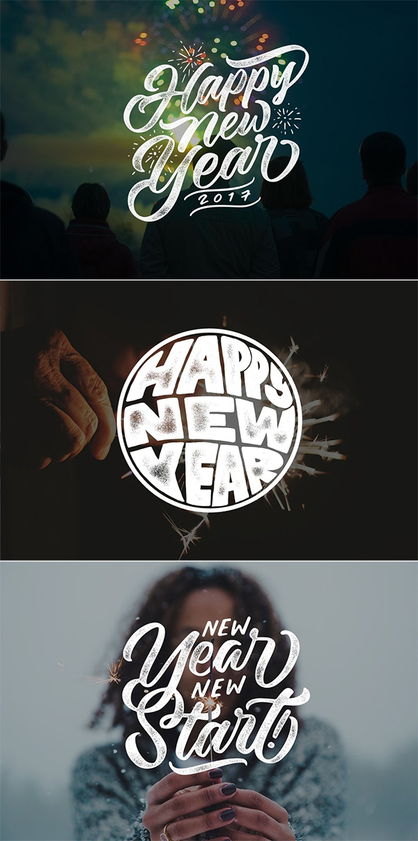 New Year Lettering Overlays