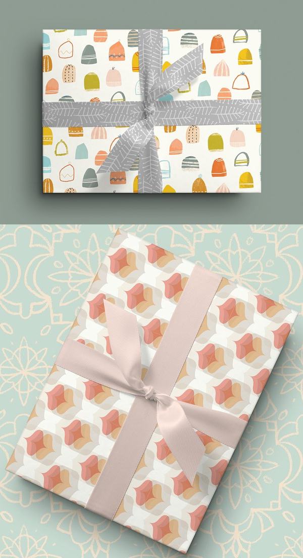 Gift Box Wrapping Paper Mockup