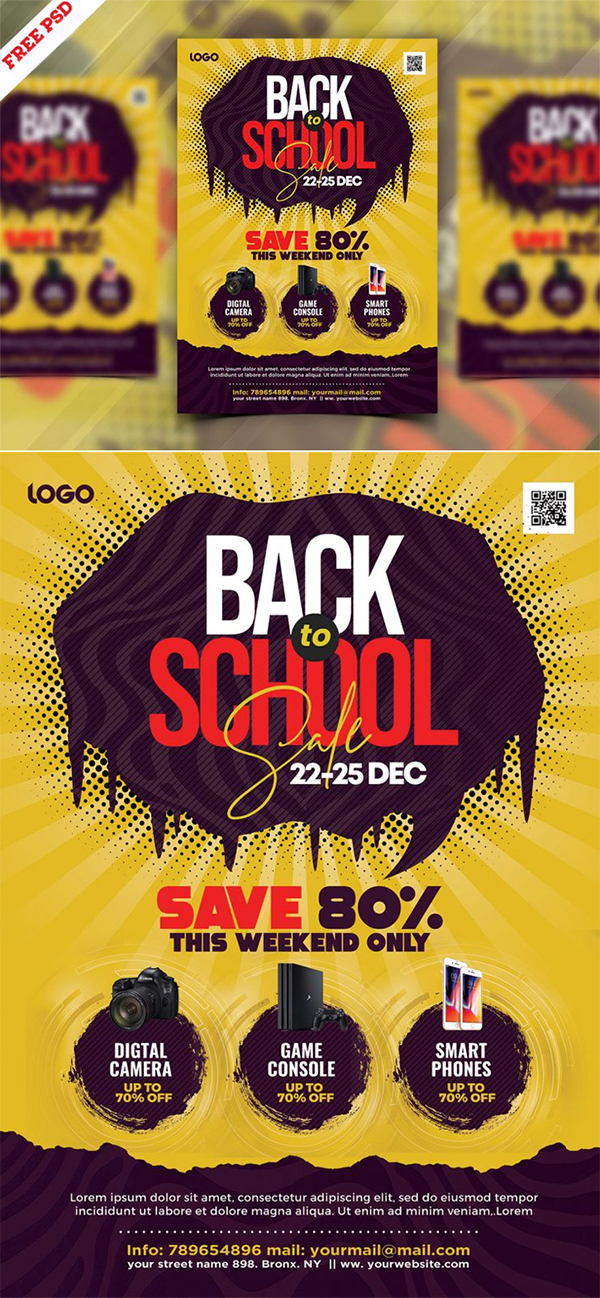 Free Download Elegant Back to School PSD Flyer Template